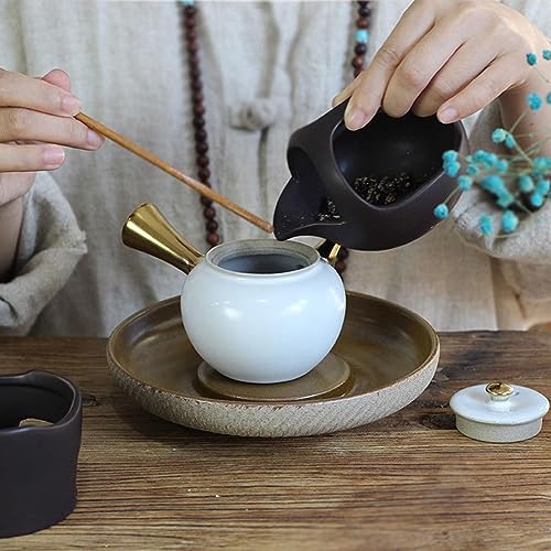 SAZ DEKOR Ceramic Tea Light Holder Warmer Tealight Warmer for Patio Balcony Light Brown