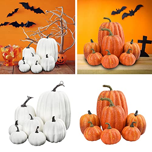 CALANDIS® 7X Artificial Pumpkins Bulk Faux Harvest for Fall Wedding Centerpiece White