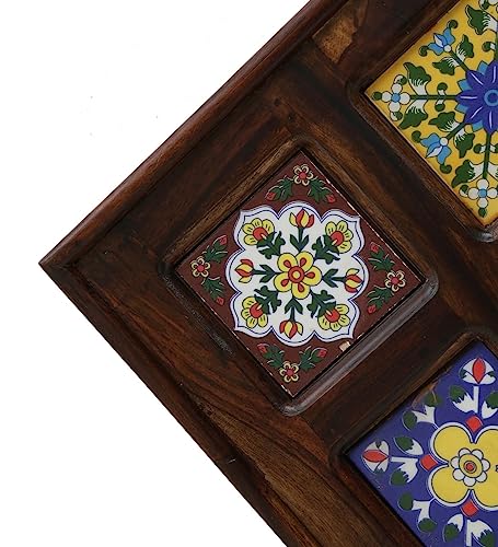 Soni art Cervo Décor Tiles Mirror with Sheesham Wood Frame