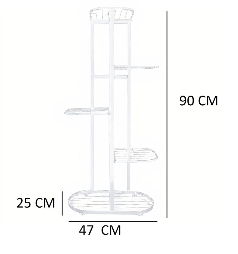 THE PLANT FAIRIES 5 Tier 6 Potted Plant Stands for Indoors and Outdoors, Flower Pot Holder Shelf for Multi Plants, White Metal Plant Stand (6 of 7 WHITE)