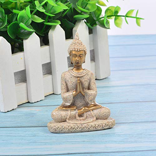 Comimark 1Pcs Handmade Meditation Buddha Statue Sandstone Sculpture Figurine