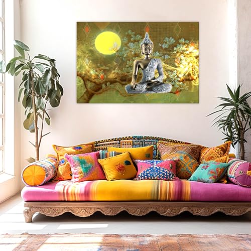 Indianara Rolled Sparkled Gautam Buddha Art Print for Room Décor Digital Reprint 36 inch x 24 inch Painting (10736PST)