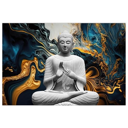 Indianara Rolled Sparkled Gautam Buddha Art Print for Room Décor Digital Reprint 36 inch x 24 inch Painting (10726PST)