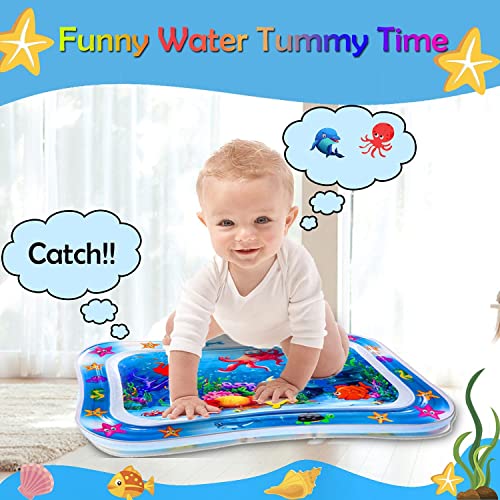 Tec Tavakkal Baby Kids Water Play Mat Toys Inflatable Tummy Time Leakproof Water Play Mat, Fun Activity Play Center Indoor and Outdoor Water Play Mat for Baby Random Design,Pack of 1 set,Blue