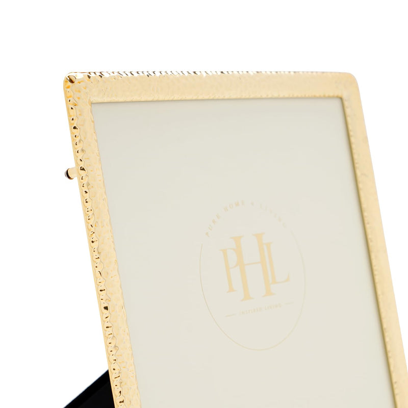 Pure Home + Living Gold Plated Hammered Metal Photo Frame, Tabletop Gold Plated Photoframe With Metel Finish Picture Frames Home & Wall Decoration (8X10 Inches,Pack Of 1)