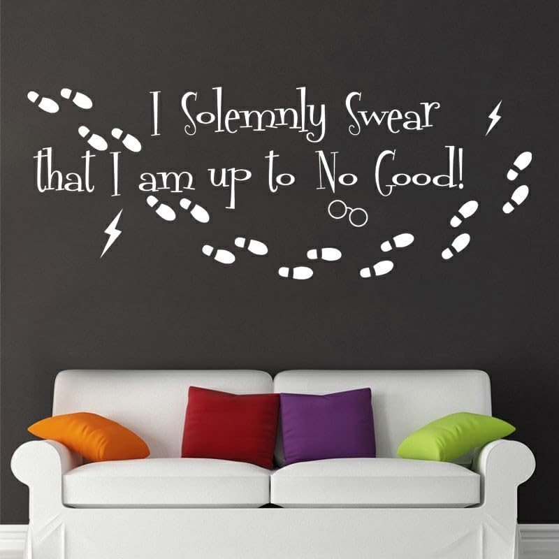 GADGETS WRAP Vinyl I Solemnly Swear That I Am Up to No Good Quote Wall Decal White