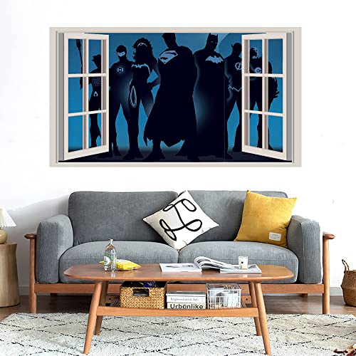 GADGETS WRAP Printed Wall Decal Sticker Fake Window Style Decal (90cm x 50cm) - Comic Blue Characters