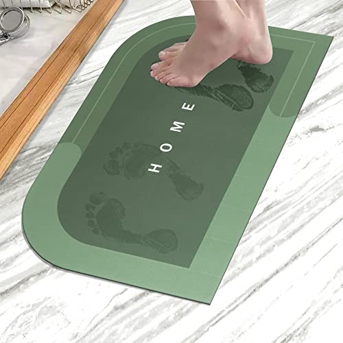 Story@Home Leather Bathroom Mat Aqua Collection Door Mat Anti-Slip Bath Mat Quick Drying Absorbent Mat For Home And Kitchen (40 X 60 Cm), Dark Green, Rectangular