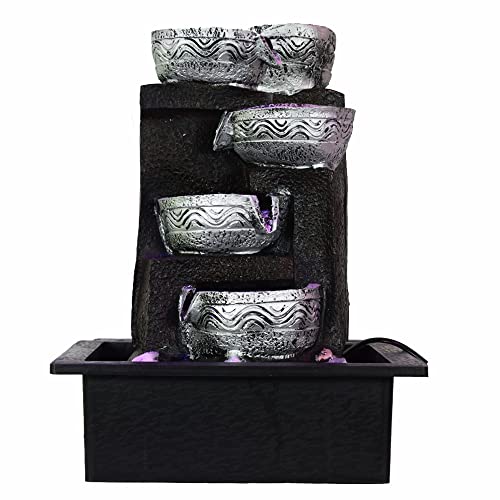 Storivo 5 Step Water Fountain Polystone Showpiece with LED Light for Home Decor,Living Room,Office Table,Gifting Purpose