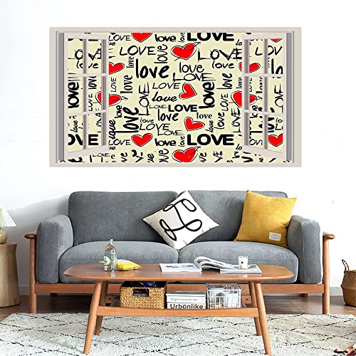 GADGETS WRAP Printed Wall Decal Sticker Fake Window Style Decal (90cm x 50cm) - Love