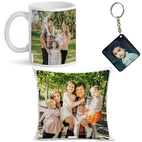 Gift for Parents Wedding Anniversary Pillow, Mug, Keychain Combo, Customized Gifts, for Couple Special, Birthday Gift for Girls, Wedding Gift for Couples, Gift for Girls ATCMK-14