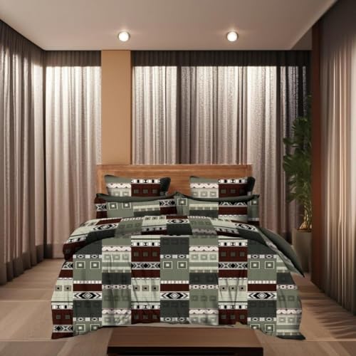 Dammn Decores Polyster 120 TC Urban Mosaic Bedding Set for Double Bed with 2 Pillow Covers | Breathable - Geometric Mosaic - Double (2.20x2.30 mtr)