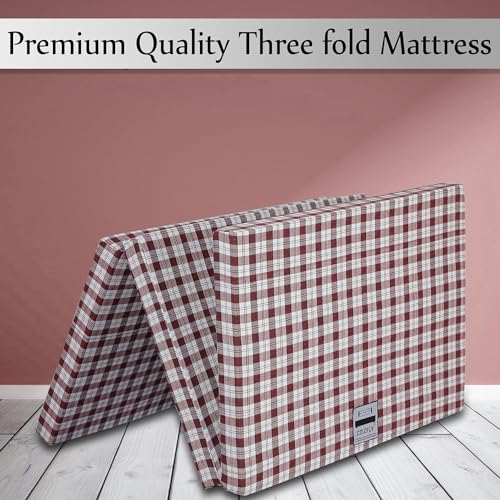 COLOFLY Dual Comfort Reversible | Foldable UHD Foam | Single Bed Mattress | 3 Fold Maroon | (72x35x2)