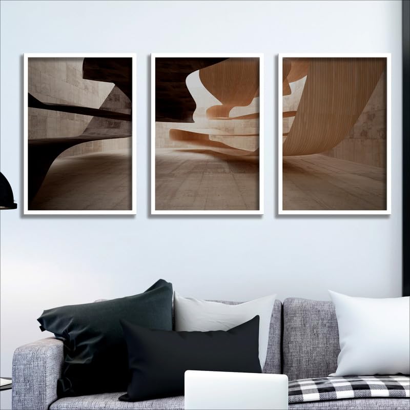 SAF paintings Set of 3 Abstract Wall Painting for Home Decoration SA-WHITEMX33601