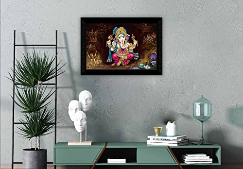 SAF Pack of 1 Ganesha religious modern art wall painting with framed for living room 11 inch x 14 inch CANFM31414