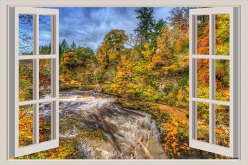 JVERF - JZZA27529 Scotland Forests| Self-Adhesive Open Window Wall Sticker