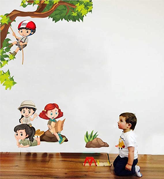 HS Decor ' Kids Activity ' (Material - PVC Vinyl Matte Finish, Wall Coverage Area - Height 85cm X Width 100cm) ( Pack of 1) Wall Sticker