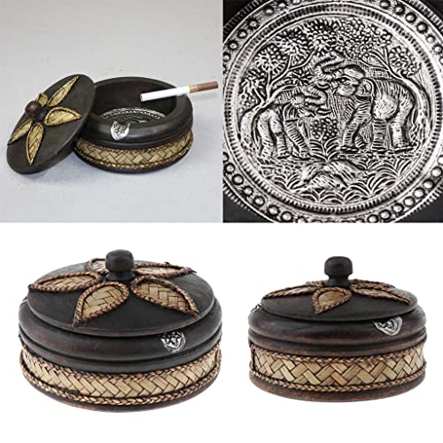 Enakshi® Creative Wooden Ashtray with Lid Thai Style Craft Bussiness Gift Decor Large|Collectibles | Tobacciana | Ashtrays