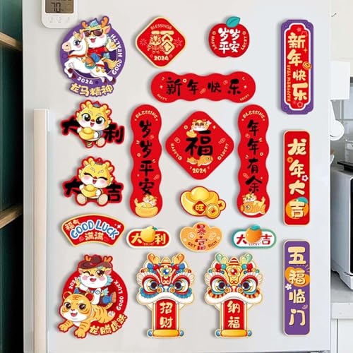 CALANDIS® 6 Pieces Chinese New Year Refrigerator Magnets 3D for Spring Festival Office Style B | 6Pieces Fridge Magnet