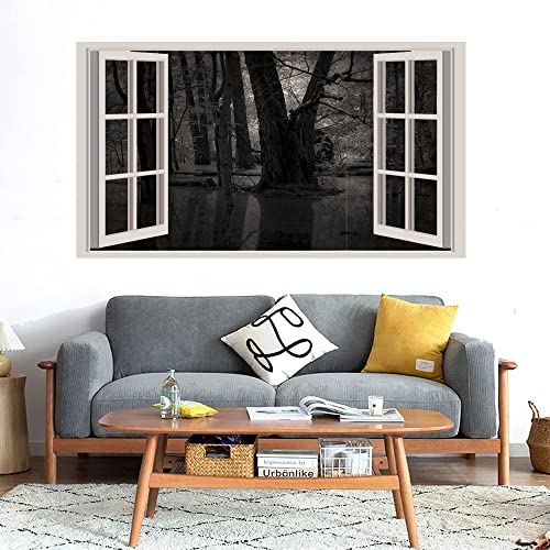 GADGETS WRAP Printed Wall Decal Sticker Fake Window Style Decal (90cm x 50cm) - The Black Water