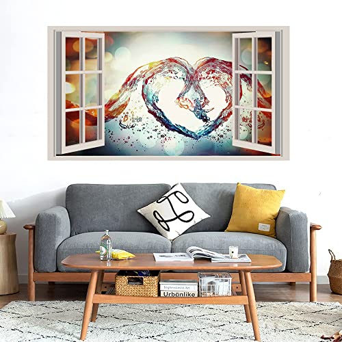 GADGETS WRAP Printed Wall Decal Sticker Fake Window Style Decal (90cm x 50cm) - Love Symbol