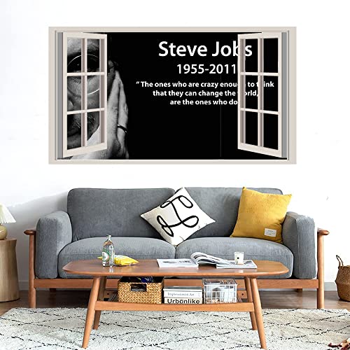 GADGETS WRAP Printed Wall Decal Sticker Fake Window Style Decal (90cm x 50cm) - Steve Jobs