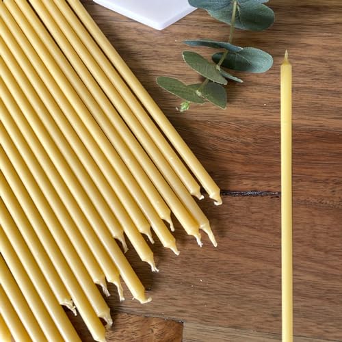 50 x Pure Beeswax Candles Hand Dipped, Meditation/Prayer Beeswax Tapered Candle, Taper Candle, 7mm x 220mm Australian Made Beeswax Candles