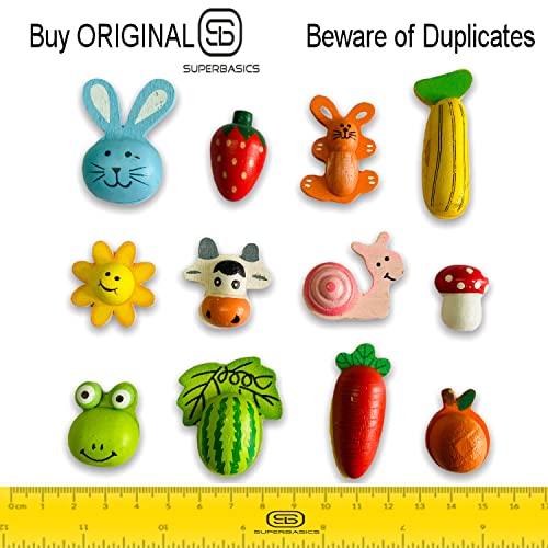 SuperBasics Mix Wooden Fridge Magnets | Randomly Selected 12 Pieces