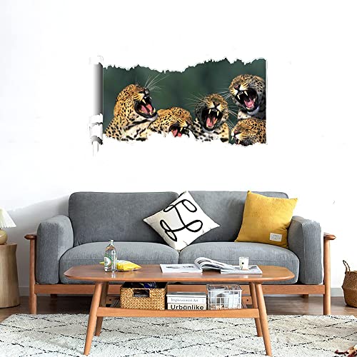 GADGETS WRAP Printed Wall Decal Sticker Scratched Paper Style Wall Decal (90cm x 50cm) - Funny Leopards