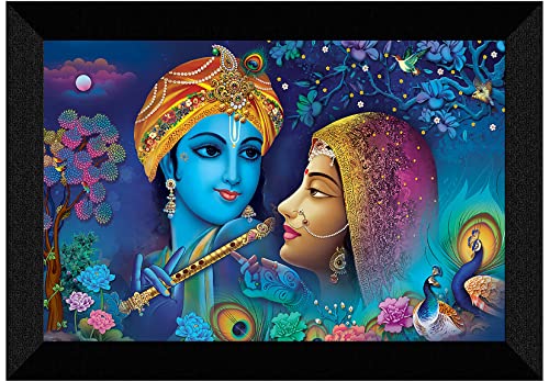 SAF paintings Pack of 1 Radha krishna religious modern art wall painting with framed for living room 11 inch x 14 inch CANFM31374