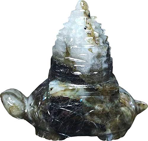 Aldomin� Labradorite Grey Shree Yantra Meru Energized Vastu Prosperity Correction Yantram Chakra Natural Crystal (392 Gram)