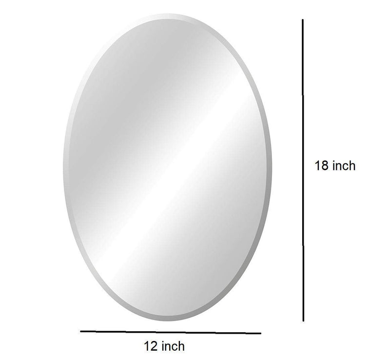 SEVEN HORSES Frameless Oval Beveled Wall Mirror for Dressing, Bedroom, Bathroom and Makeup (12 X 18 inches)