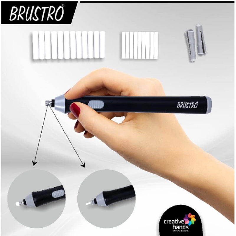 Brustro Slim Battery Operated Automatic Eraser, with 22 Refills and 2 Eraser Holders. (Batteries not Included)