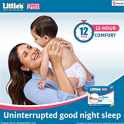 Little's Baby Pants Diapers with Wetness Indicator and 12 Hours Absorption, New Born (NB) upto 5 kgs, White, 80 Count (Pack of 2)