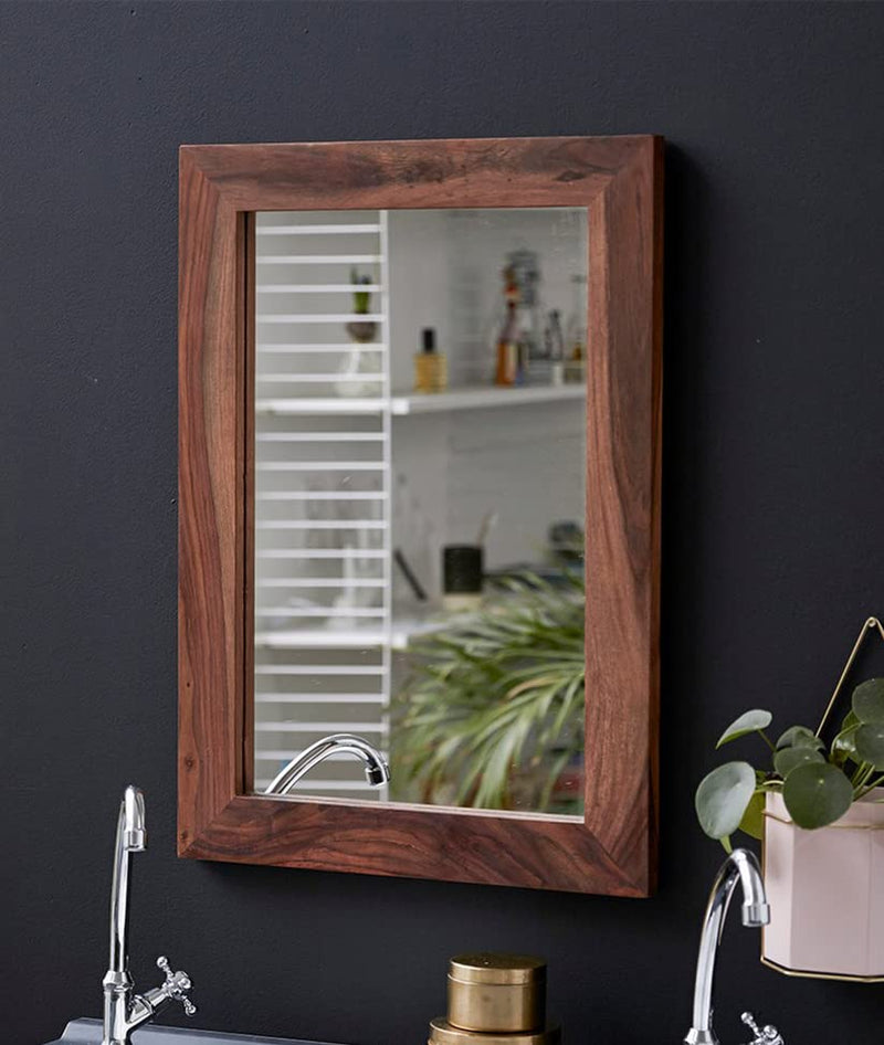 Wellgoodhouse Solid Wood sheesham Wall Mirror/mekup Mirror/Hanging Mirror/Bathroom Design Mirror/Natrual Finish