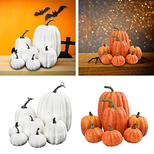 CALANDIS® 7X Artificial Pumpkins Bulk Faux Harvest for Fall Wedding Centerpiece White