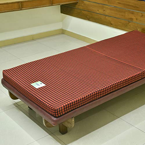 COLOFLY Red & Black 3 Inch Soft Pu Foam Mattress (72X35X2)