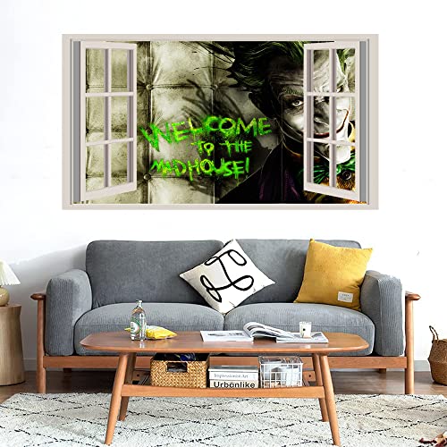 GADGETS WRAP Printed Wall Decal Sticker Fake Window Style Decal (90cm x 50cm) - Welcome to The mad House