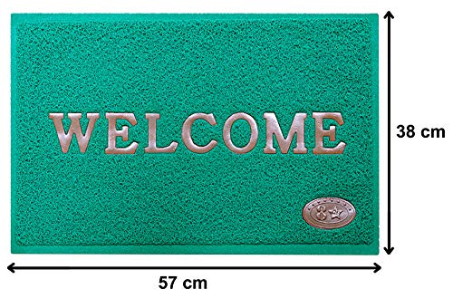 Kuber Industries Rubber Anti Slip Welcome Door Mat for Home Entrance, Office, Shop-KUBMART15368(Pack of 1, Green)