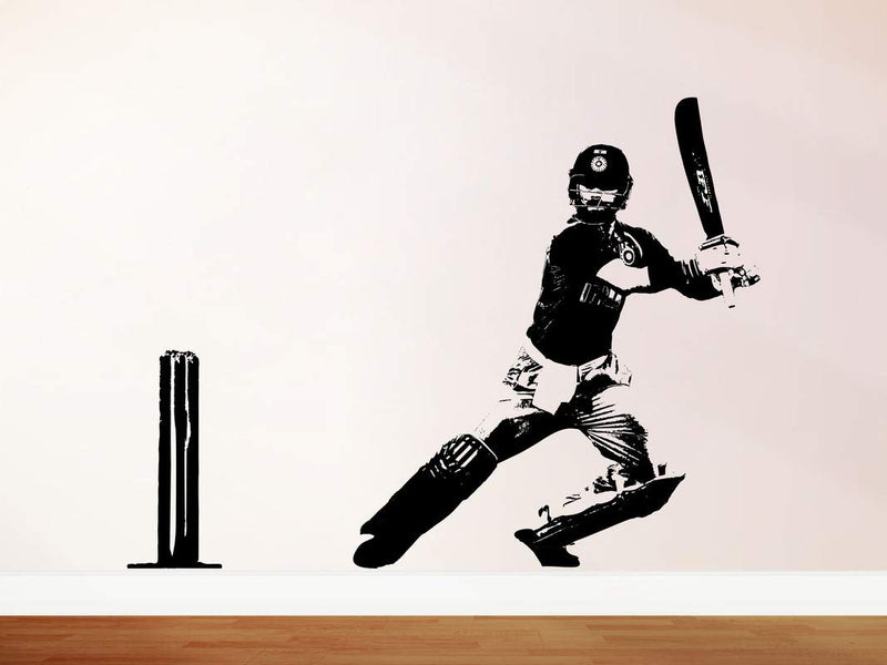 DivineDesigns™ PVC Vinyl Self-Adhesive Virat Kohli Playing Wall Sticker for Living Room, Bedroom, Office Wall Decoration (22 X 30 INCH) Pack 1