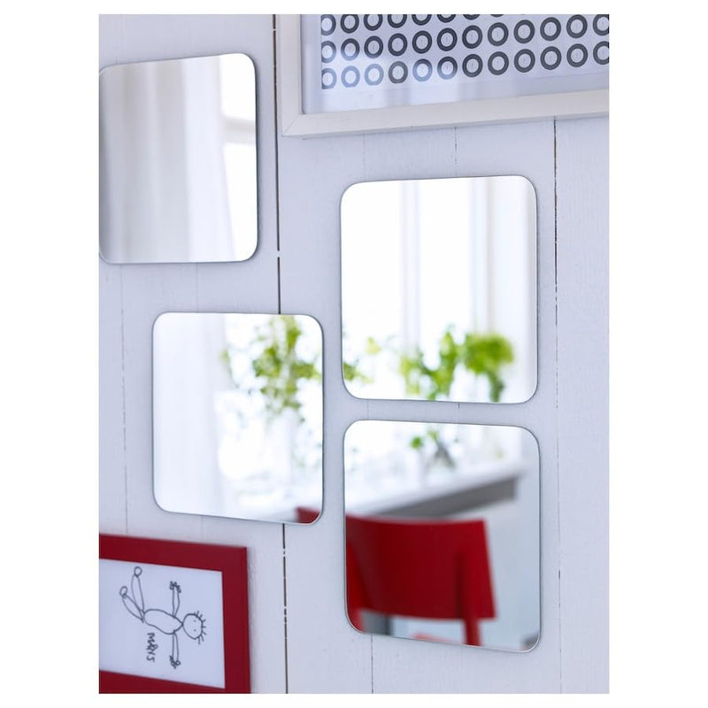 Benifo SORLI Square Mirror Set - 20x20 cm, Versatile Hanging Options, Double-Sided Tape Included (Pack of 2)