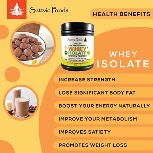 Sattvic Foods Certified Organic A2 Whey Protein Isolate (200 g) Unflavoured, Unadulterated | Performance Grade Grass-Fed, Non-GMO, 22.5g of protein per serving | Dietary Supplement For Muscle Recovery