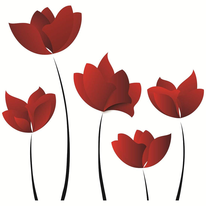 Tuffuk Red Flowers Large Vinyl Wallstickers for Home Decorations(80 cm x 90 cm)5TZ375