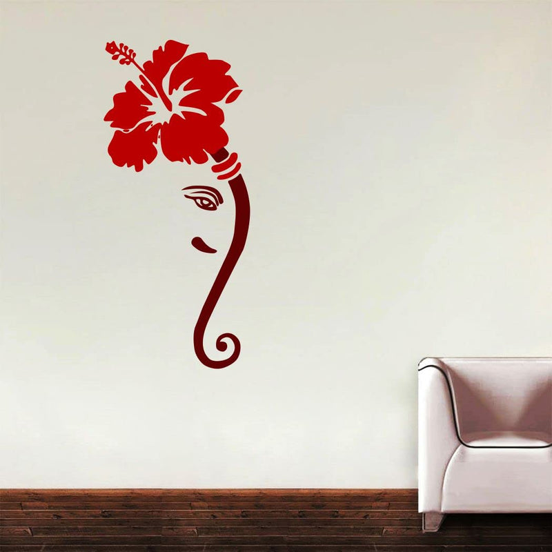 Delight Art Flower with Ganesh Wall Sticker Size - (40 * 90) cm Model id - (DAMC00327L)