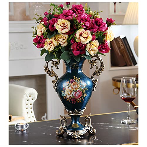 Retro Vase with Artificial Flowers Set, Fake Flowers Ornaments, Home Accessories, Home Decor and Table Centerpieces Vase