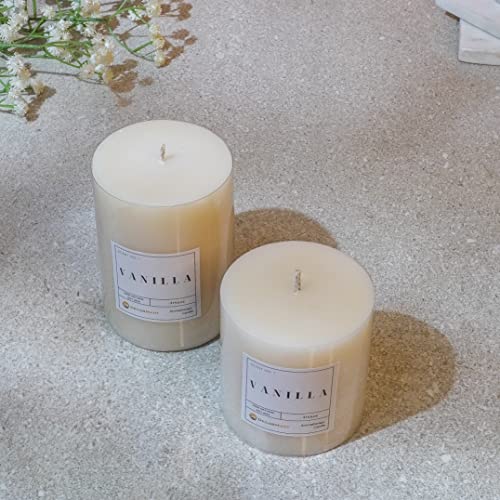 The Decor Mart Vanilla Scented Pillar Candles Set of 2