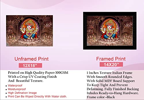 SAF Pack of 1 Ganesha religious modern art wall painting with framed for living room 11 inch x 14 inch CANFM31230