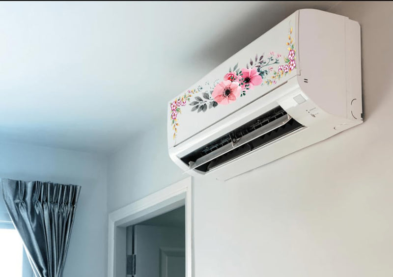 Anita Enterprises AC Sticker Wall Sticker Split Ac Stickers Air Conditioner Sticker Flower Sticker (Size: 22 x 91 cm)