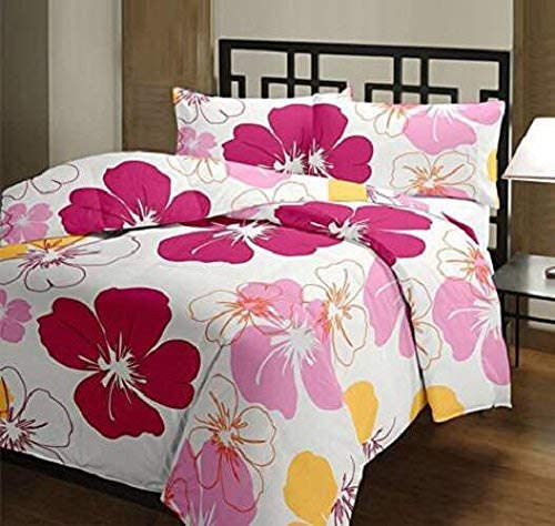 PRINZIP Poly Cotton Floral Print Reversible Single Bed AC Blanket/Dohar,Standard(80x55 inches) Pink