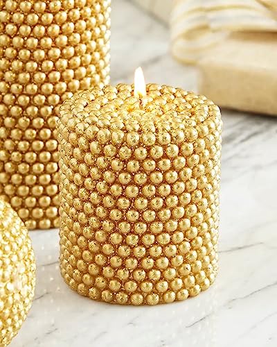 The Decor Affair 1 Pcs Unveiling a World of Splendor, This Handmade Golden Beaded Scented Candle Exudes a Mesmerizing Glow and Captivating Aroma